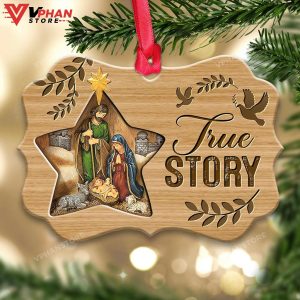 Jesus Nativity True Story Metal Ornament 1