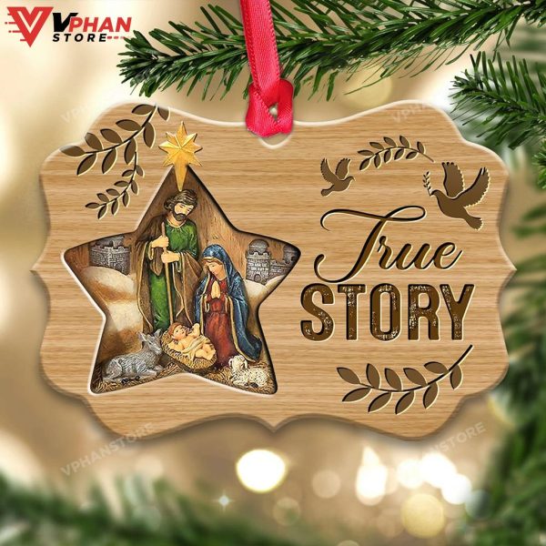 Jesus Nativity True Story Metal Ornament