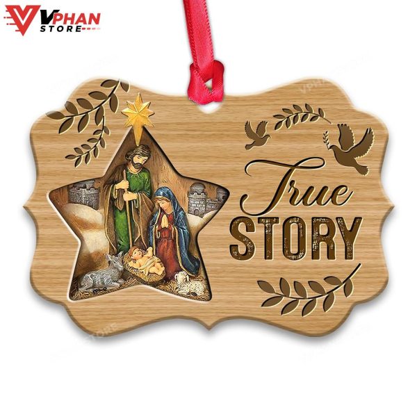 Jesus Nativity True Story Metal Ornament