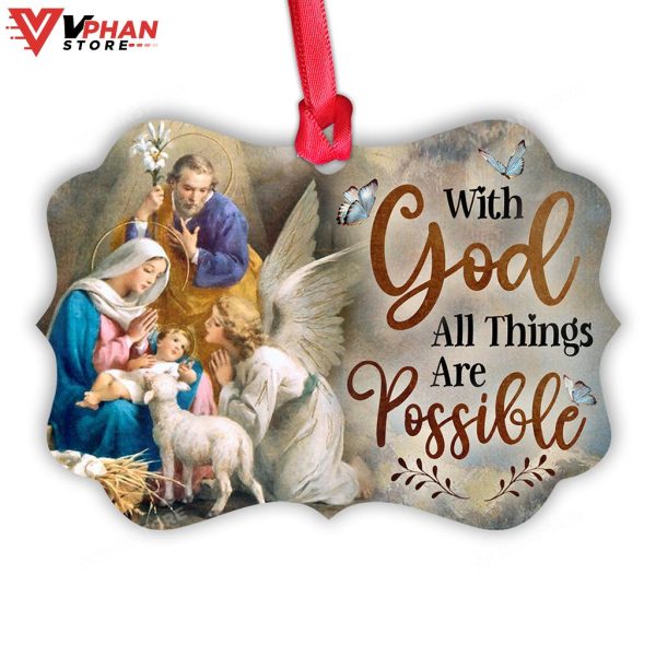 With God All Things Are Possible Jesus Metal Ornament