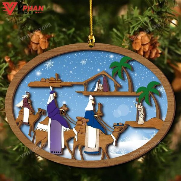 Jesus Nativity with Three Kings Christmas Wood Layered Ornament