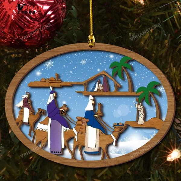 Jesus Nativity with Three Kings Christmas Wood Layered Ornament