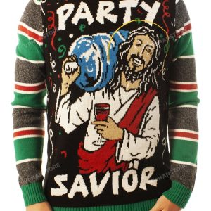 Jesus Party Savior Funny Ugly Christmas Sweater 1