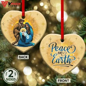 Jesus Peace On Earth Heart Ceramic Ornament 1