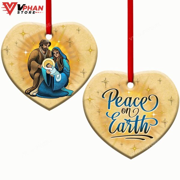 Jesus Peace On Earth Heart Ceramic Ornament