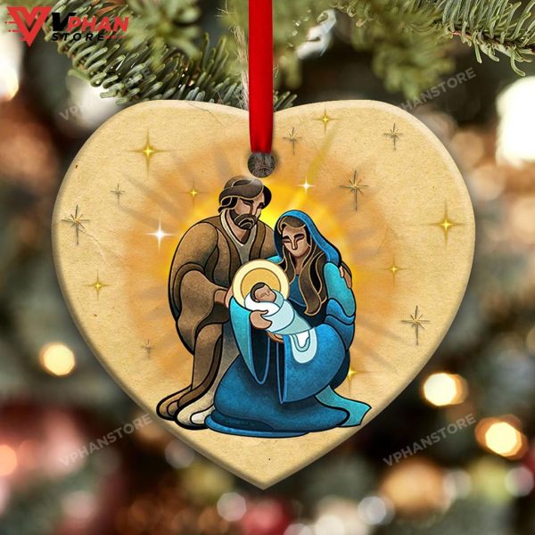 Jesus Peace On Earth Heart Ceramic Ornament