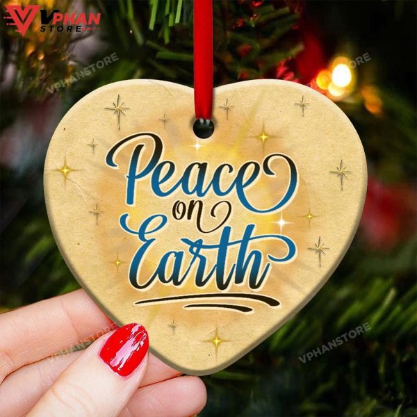 Jesus Peace On Earth Heart Ceramic Ornament