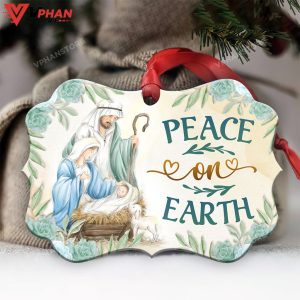 Jesus Peace On Earth Metal Christmas Ornament 1