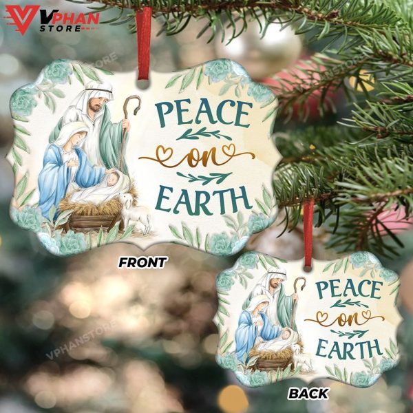 Jesus Peace On Earth Metal Christmas Ornament