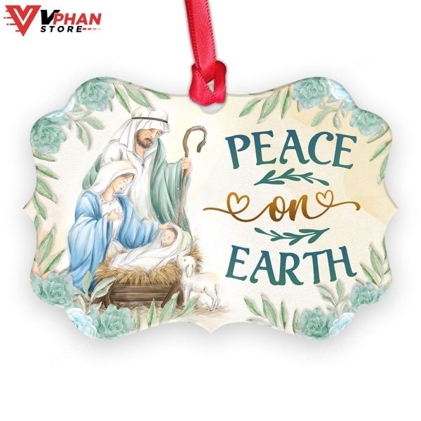 Jesus Peace On Earth Metal Christmas Ornament