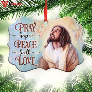 Jesus Pray Hope Peace Faith Love Metal Ornament 1