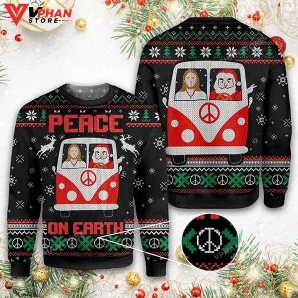 Jesus And Santa Peace On Earth Ugly Christmas Sweater