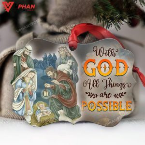 Jesus With God All Things Are Possible Metal Ornament 1