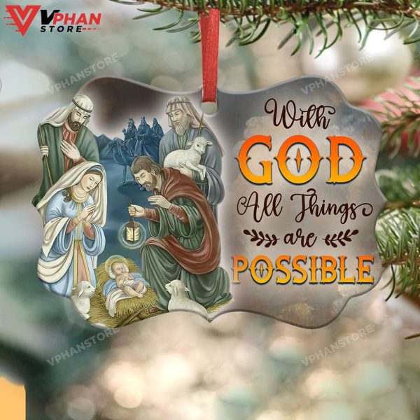 Jesus With God All Things Are Possible Metal Ornament