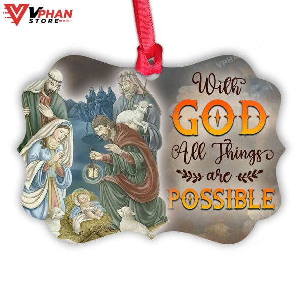 Jesus With God All Things Are Possible Metal Ornament