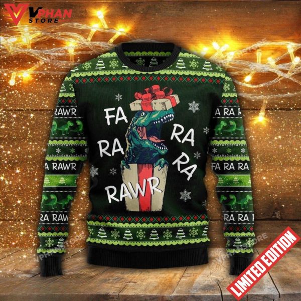 Jurassic Park Gift Farararawr Dinosaur Ugly Christmas Sweater