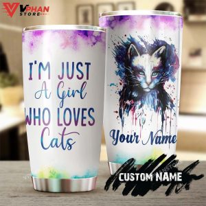 Just A Girl Who Loves Cat Tie Dye Personalized Tumbler 1