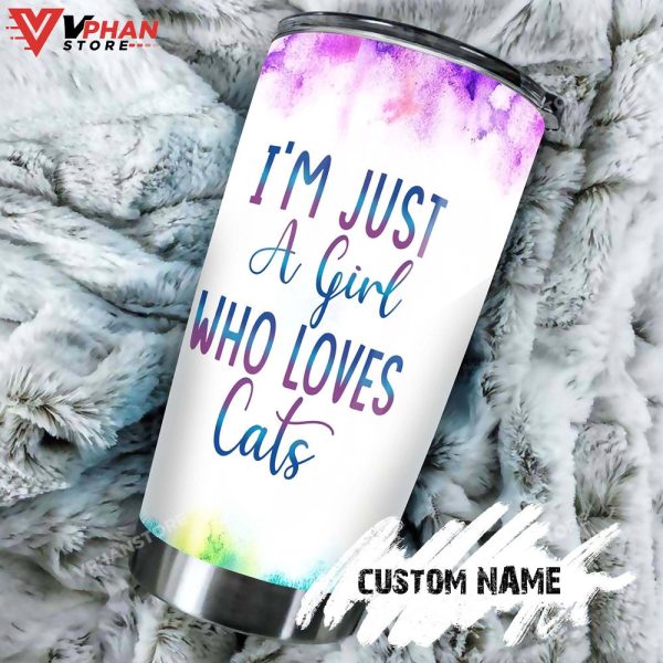 Just A Girl Who Loves Cat Tie Dye Personalized Tumbler