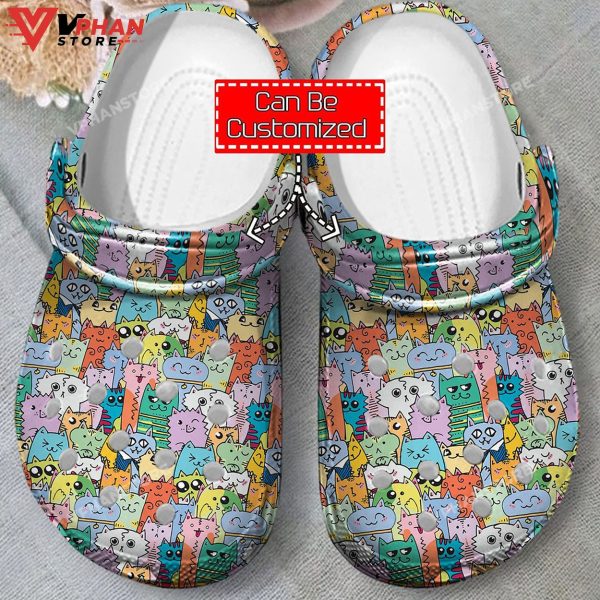 Kawaii Doodle Cats Clogs Shoes