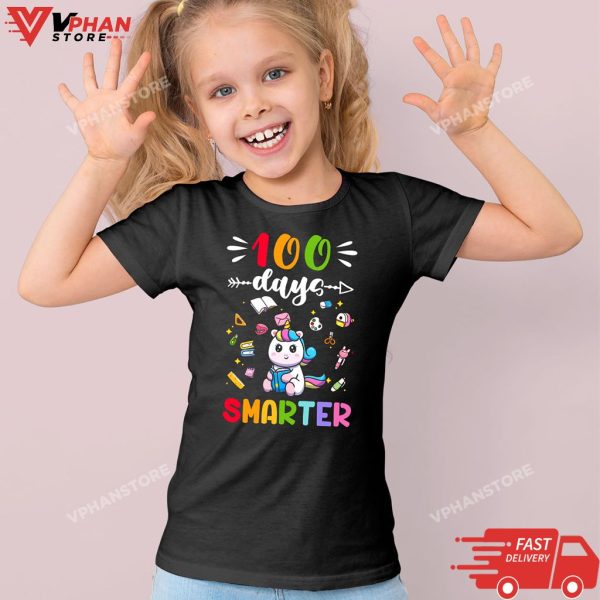 100 Days Smarter Unicorn Girls Happy Kid T-Shirt
