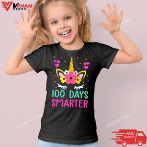 Kid Black 100 Days of School Shirt Unicorn Girls Costume Gift T Shirt