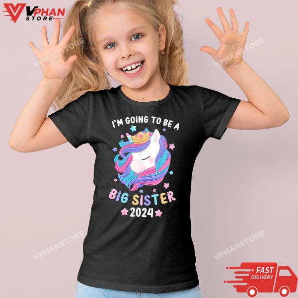 I’m Going To Be A Big Sister Kids Unicorn T-Shirt