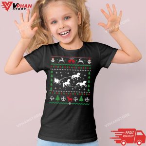 Kid Black Christmas Unicorn Santas Sled Ugly Sweater Sweatshirt