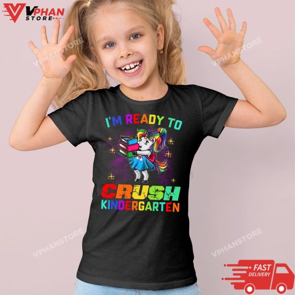 Crush Kindergarten Unicorn Backpack Back to School Girls T-Shirt