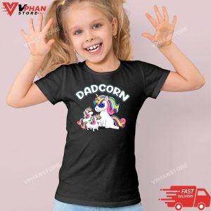 Kid Black Dadcorn Dad 2 Kids Father Unicorn Fathers Day T Shirt