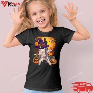 Kid Black Funny Halloween Shirt Women Witchy Hat Unicorn Halloween T Shirt