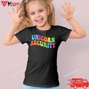 Kid Black Halloween Dad Mom Daughter Adult Costume Unicorn Security T Shirt