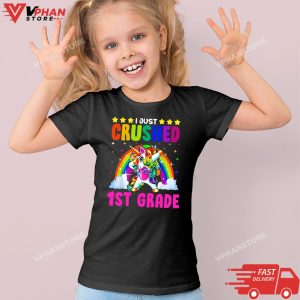 Kid Black I Just Crushed 1st Grade Dabbing Unicorn Back To School T Shirt