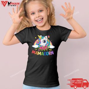 Kid Black Mamacorn Cute Unicorn Mom Costume Mom Mothers Day T Shirt