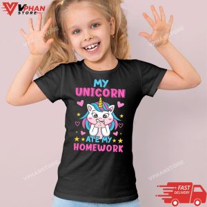 Kid Black My Unicorn Ate My Homework Cute T Shirt