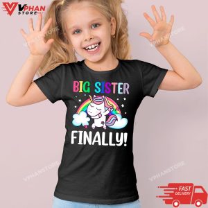 Kid Black Promoted to Big Sister Finally Unicorn Dabbing for Girls T Shirt