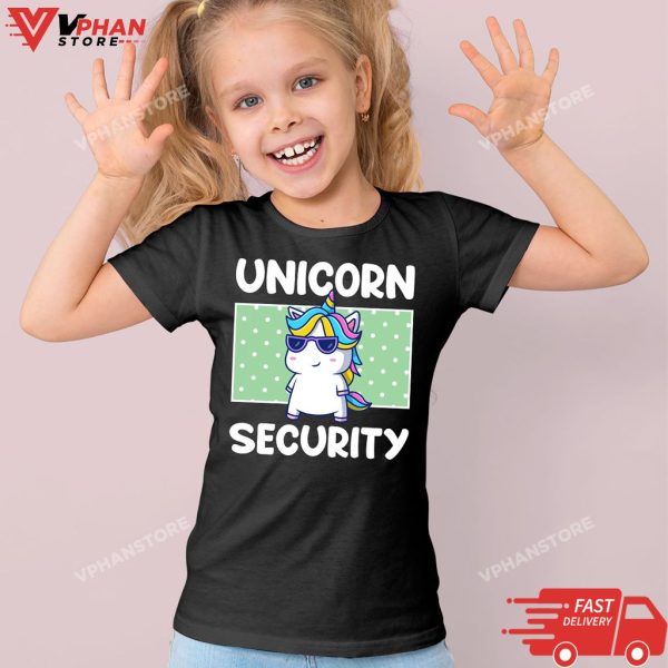 Unicorn Security Christmas Dad Mom Daughers Adult Costume T-Shirt