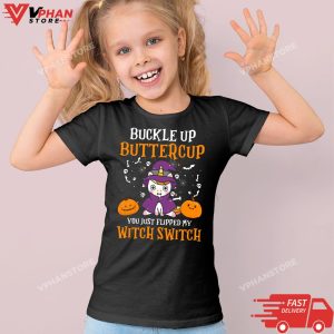 Kid Black Womens Buckle Up Buttercup You Just Flipped My Witch Switch Unicorn T Shirt