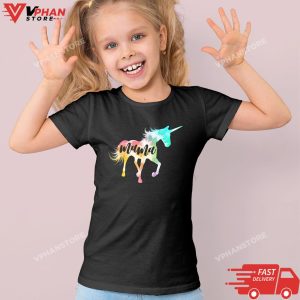 Kid Black Womens Mama Unicorn Cute Mothers Day Tee For Mamacorn T Shirt