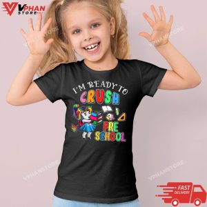 Kid Black ready to crush preschool shirt Unicorn back to school girls T Shirt