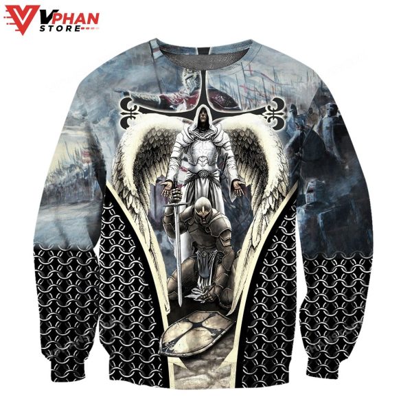 Knight Templar And Jesus With Wings Jesus Sweatshirt