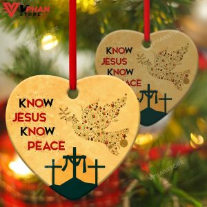 Know Jesus Know Peace Pigeon Ceramic Heart Ornament 1