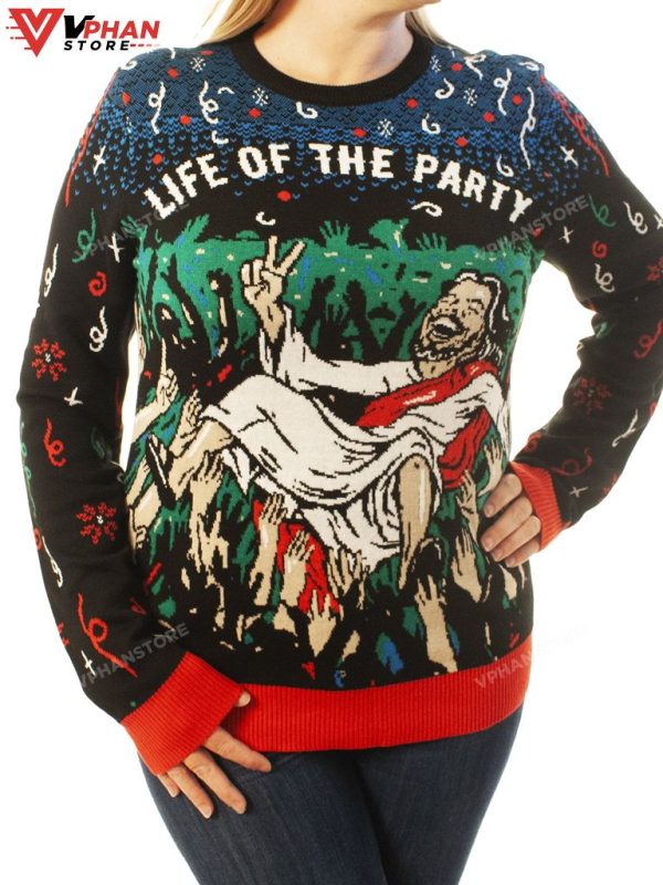 Life Of The Party Jesus Funny Ugly Christmas Sweater