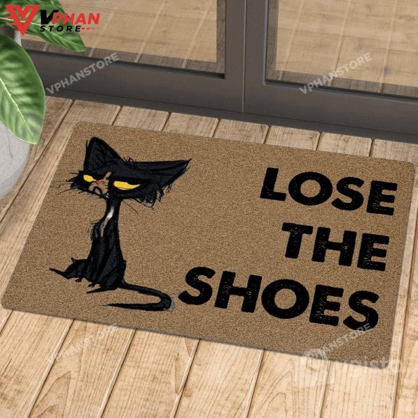 Lose The Shoes Black Cat Doormat