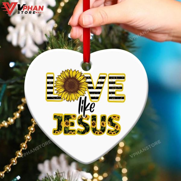 Love Like Jesus Sunflower Heart Ornament