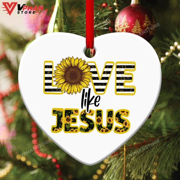 Love Like Jesus Sunflower Heart Ornament