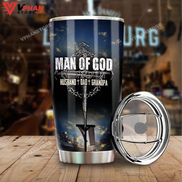 Man Of God Husband Dad Grandpa Personalized Tumbler