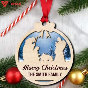 Merry Christmas Jesus was Born Wood Layered Ornament 1