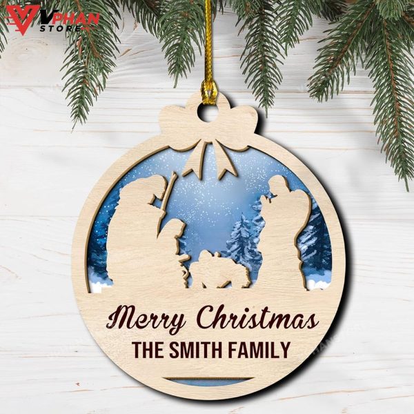 Merry Christmas Jesus Was Born Wood Layered Ornament