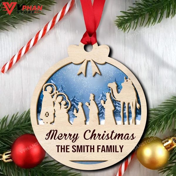 Merry Christmas Personalized Family Wood Layered Ornaments