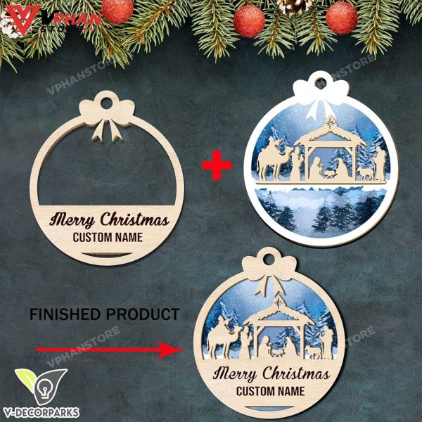 Merry Christmas Personalized Family Wood Layered Ornaments